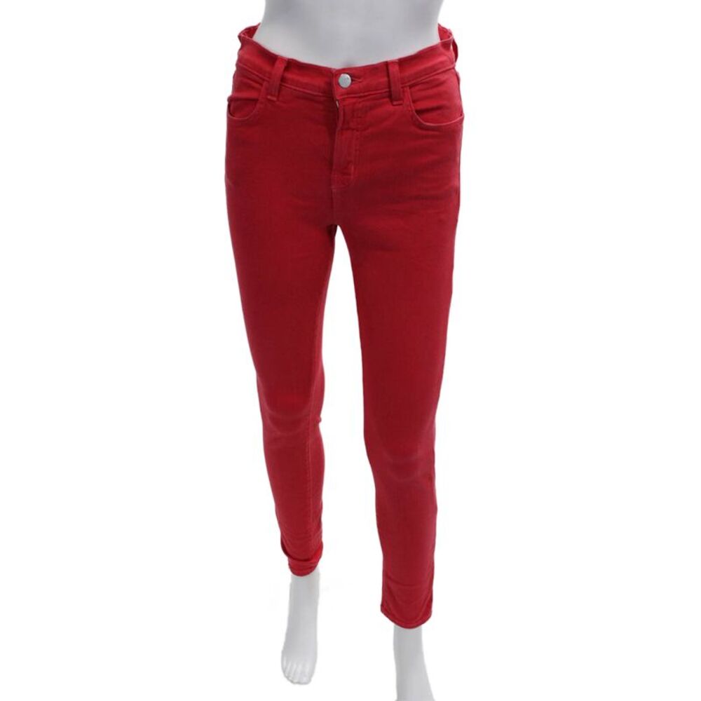 J Brand Womens Red Ankle Jeggings Button Fly Size 28